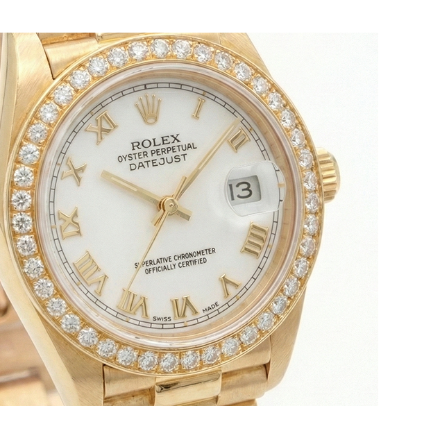 Rolex Dj White Roman Dial Diamond Bezel Presidential Style Gold