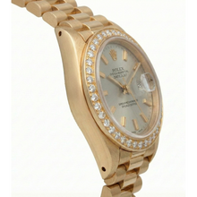 Rolex Dj White Stick Dial President Style Watch Natural Earth Mined Diamond Bezel Gold