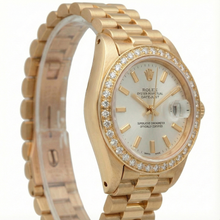 Rolex Dj White Stick Dial President Style Watch Natural Earth Mined Diamond Bezel Gold