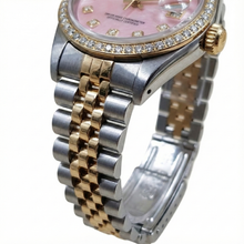 Rolex Ladies 18K Yellow Gold Pink Dial set Natural Earth Mined Diamond Watch