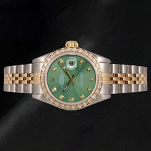 Rolex Ladies Datejust 26 mm Olive Green Diamond Dial Two Tone Watch