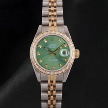 Rolex Ladies Datejust 26 mm Olive Green Diamond Dial Two Tone Watch
