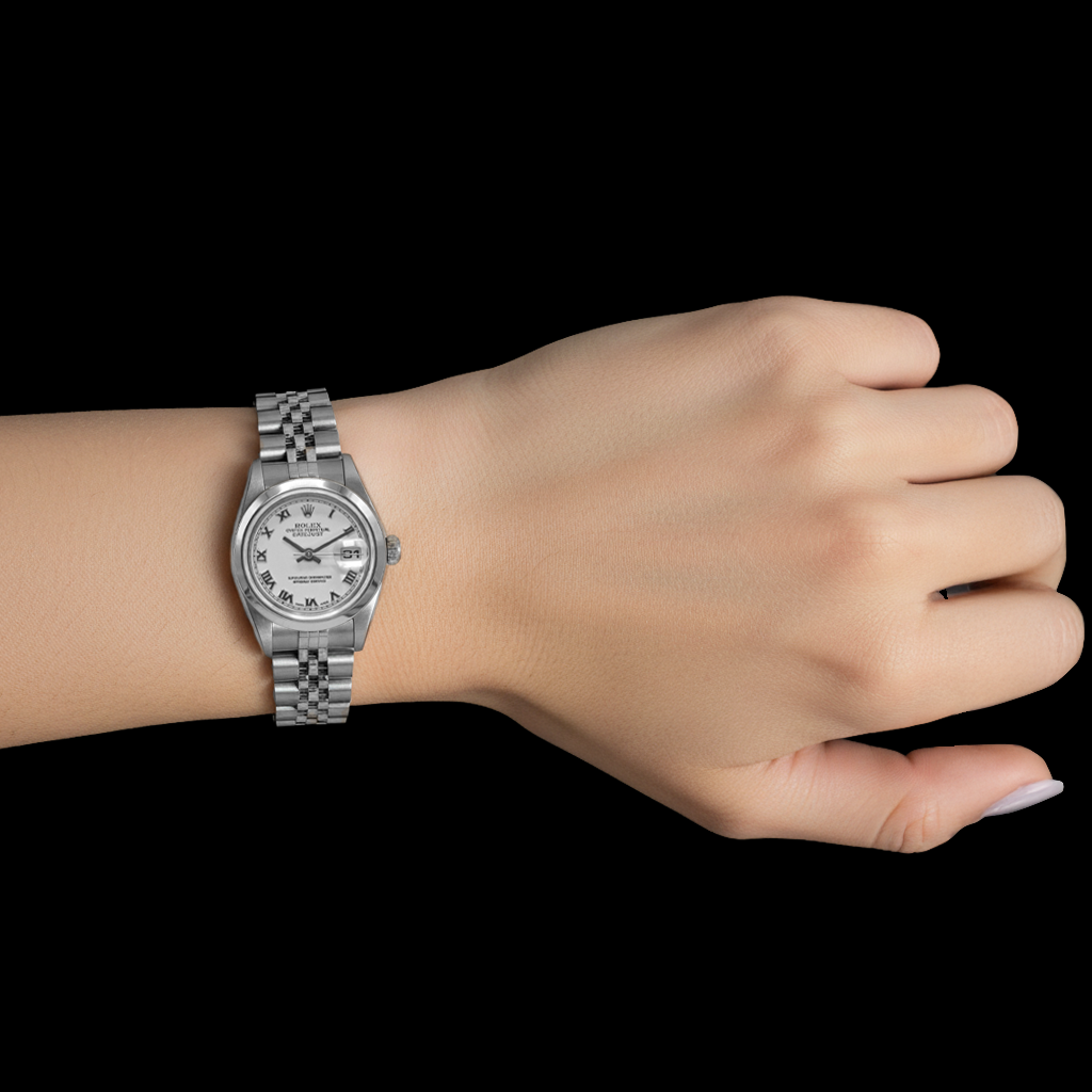 Rolex Ladies Datejust Jubilee Bracelet White Roman Dial Watch P5