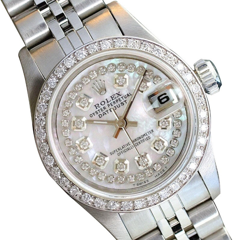 Rolex Ladies Datejust Watch Stainless Steel Natural Earth Mined Diamond Dial Bezel