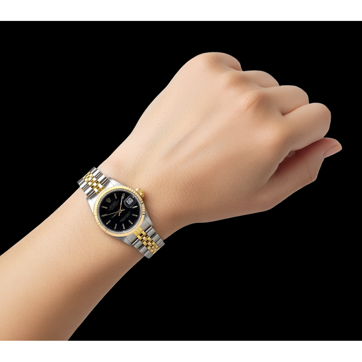 Rolex Lady-Datejust 26 mm Black Stick Dial Two Tone Watch P2