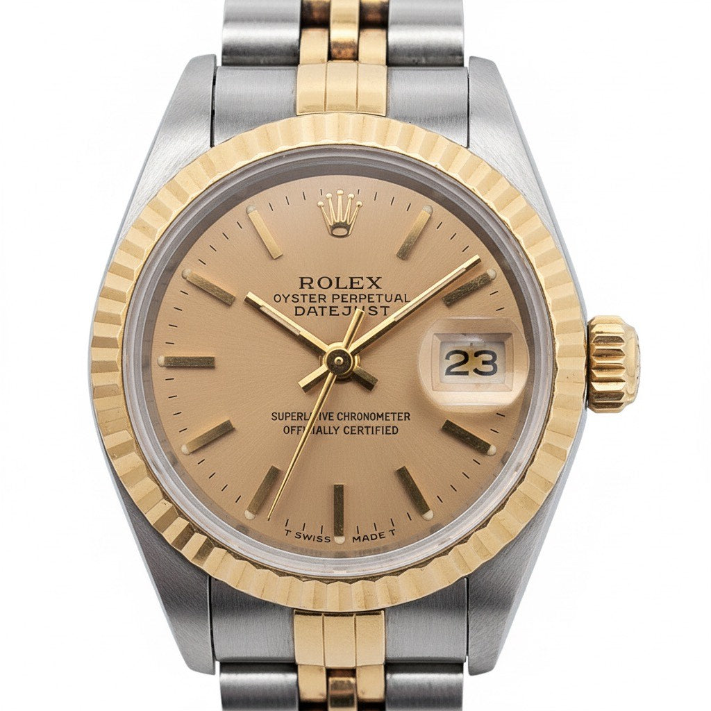 Rolex Lady-Datejust 26 mm Champagne Stick Dial Two Tone Watch P1