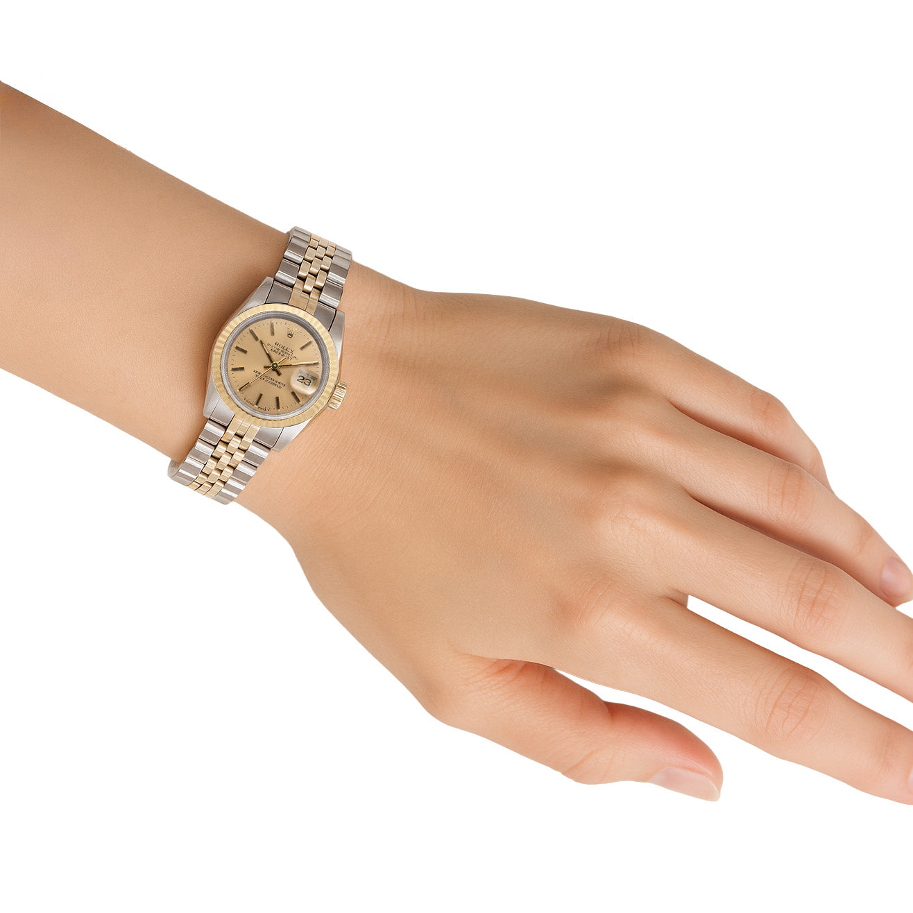 Rolex Lady-Datejust 26 mm Champagne Stick Dial Two Tone Watch P4