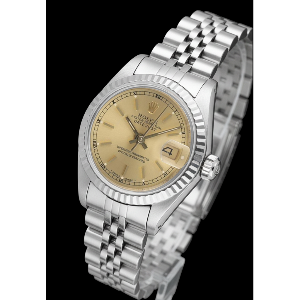 Gemstone Rolex in Stainless Steel – side view