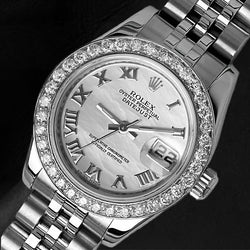 Rolex Lady-Datejust 26mm White Mother of Pearl Natural Earth Mined Diamond Steel Hidden Clasp Ladies Watch