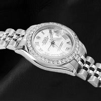 Rolex Lady-Datejust 26mm White Mother of Pearl Diamond Steel Hidden Clasp Ladies Watch