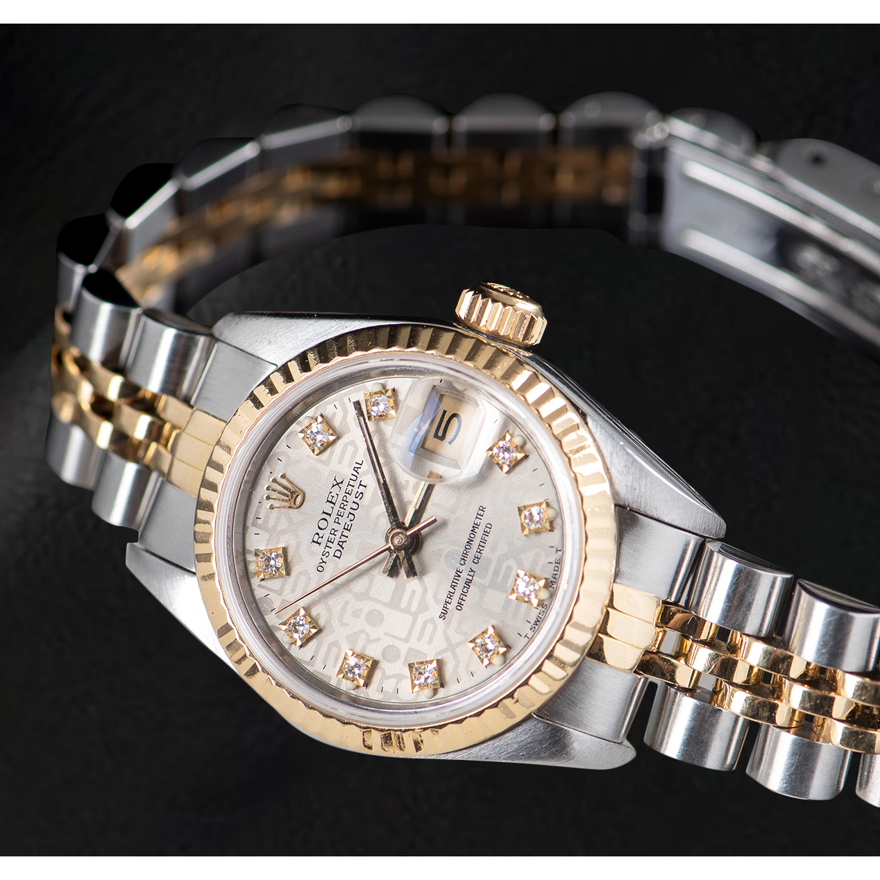 Rolex Lady Datejust 26 mm Silver Jubilee Diamond Dial Two Tone Watch