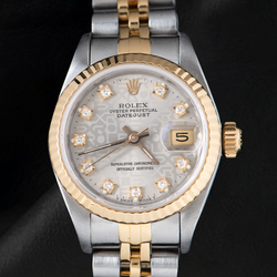 Rolex Lady Datejust 26 mm Silver Jubilee Diamond Dial Two Tone Watch