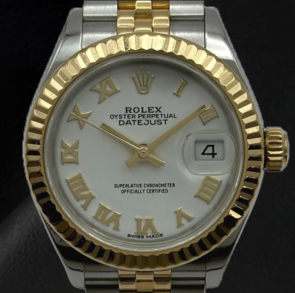 Rolex Lady Datejust 28mm 279173 White Roman Dial Two Tone Watch
