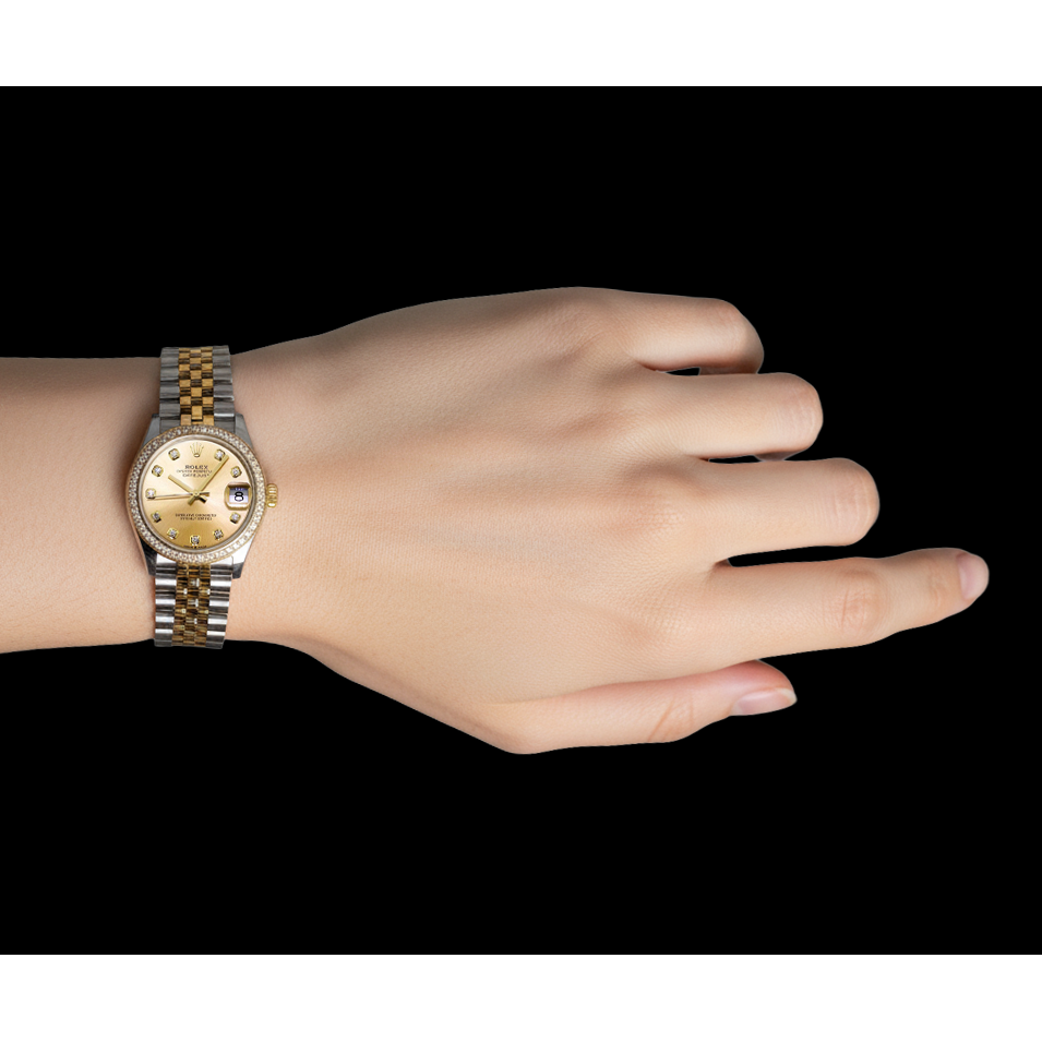 Rolex Lady Datejust Champagne Natural Earth Mined Diamond Dial Bezel Watch P5