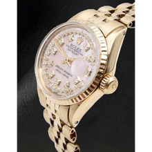 Rolex Lady Datejust Pink Mother Of Pearl String Diamond Dial Yellow Gold Watch
