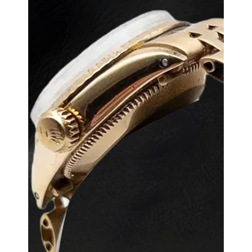 Rolex Lady Datejust Pink Mother Of Pearl String Diamond Dial Yellow Gold Watch