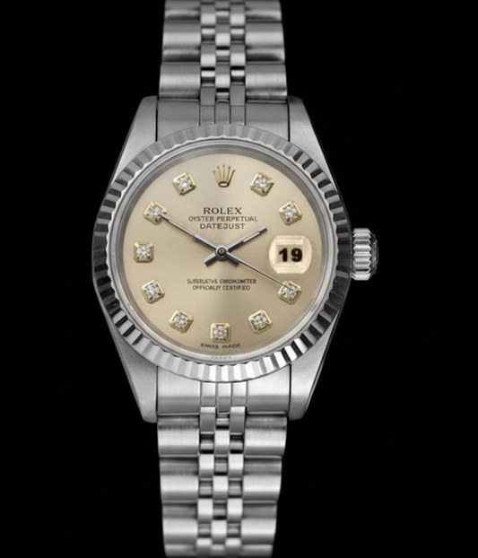 Rolex Lady Datejust Silver Watch Ss Jubilee Bracelet Fluted Bezel