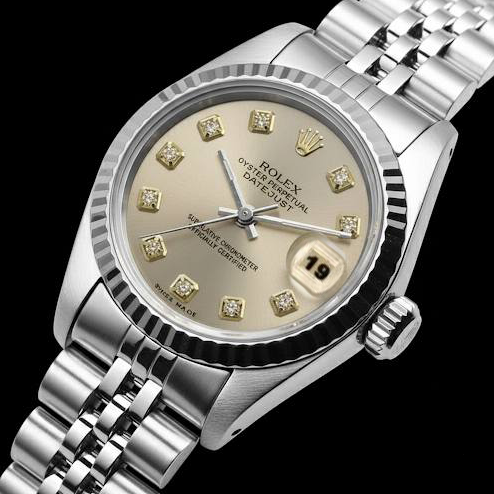 Rolex Lady Datejust Silver Watch Ss Jubilee Bracelet Fluted Bezel