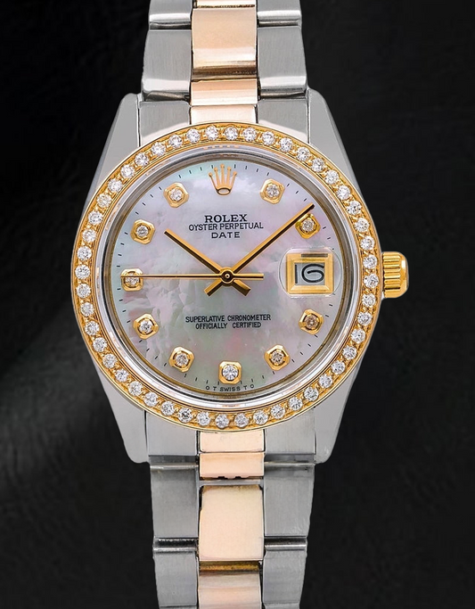 Rolex Lady Datejust White Mother of Pearl Diamond Dial 31 mm Two Tone Oyster Bracelet Watch