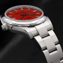 Rolex Lady Oyster Perpetual 31mm Red Luminous Dial Stainless Steel Watch