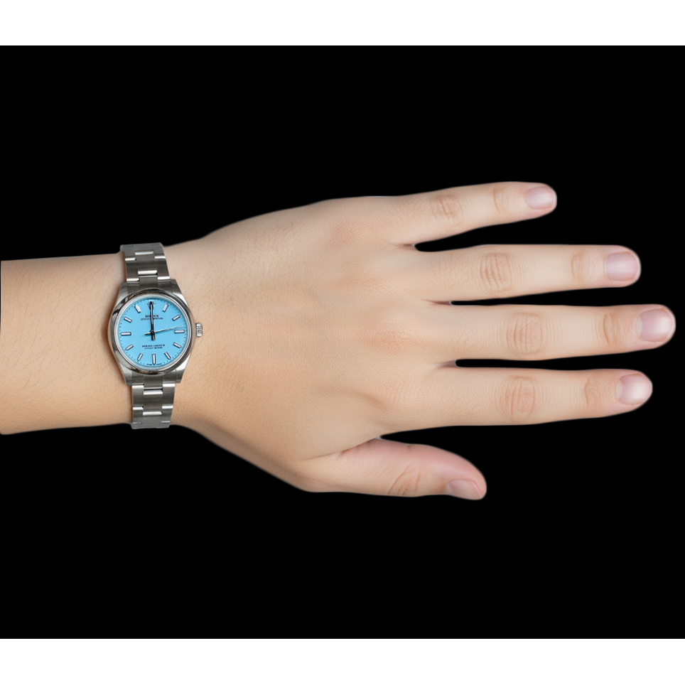 Rolex Lady Oyster Perpetual 31mm Turquoise Blue Luminous Dial Watch P5