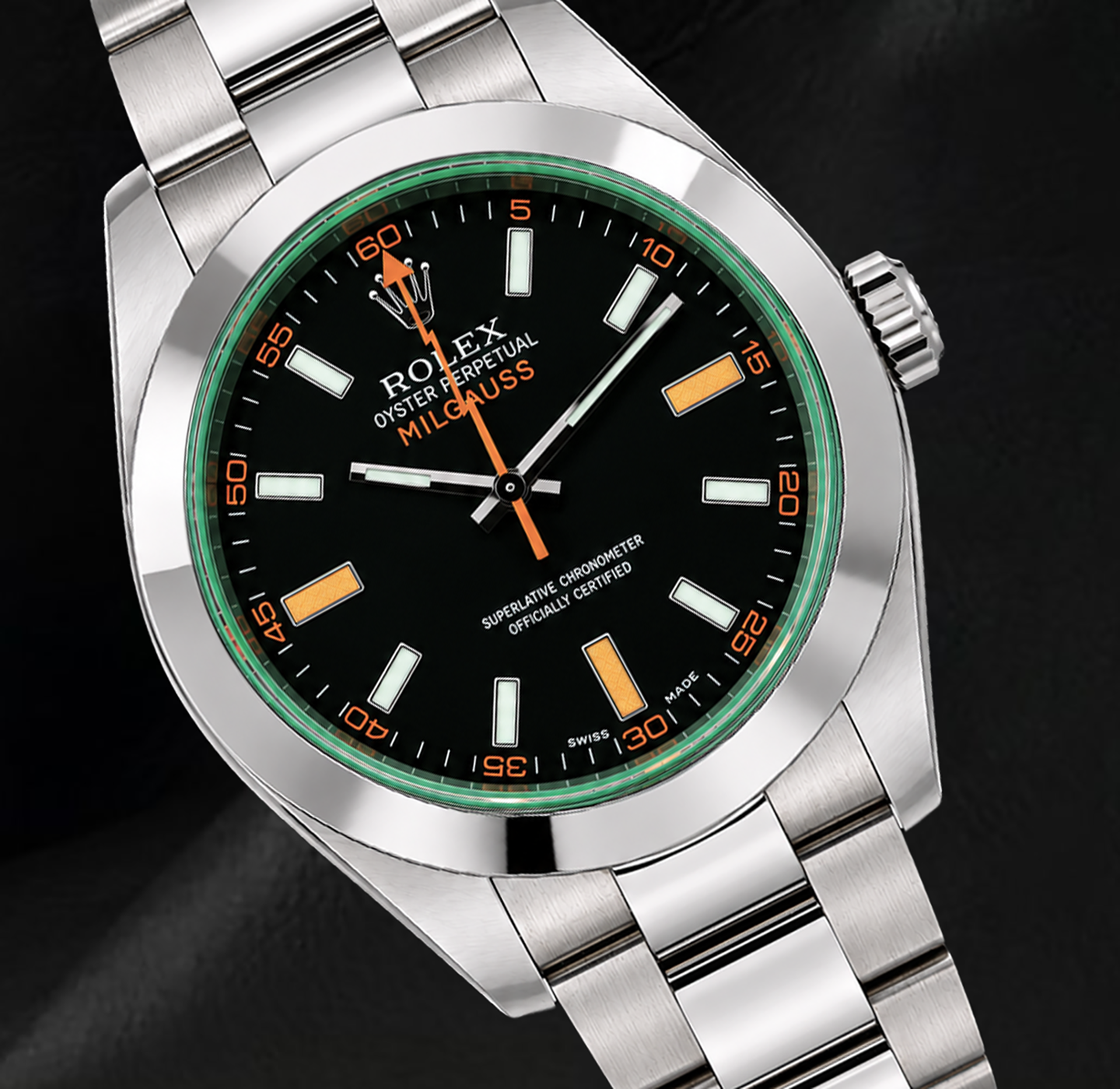 Rolex Milgauss 40mm 116400V Black Dial  Stainless Steel Watch