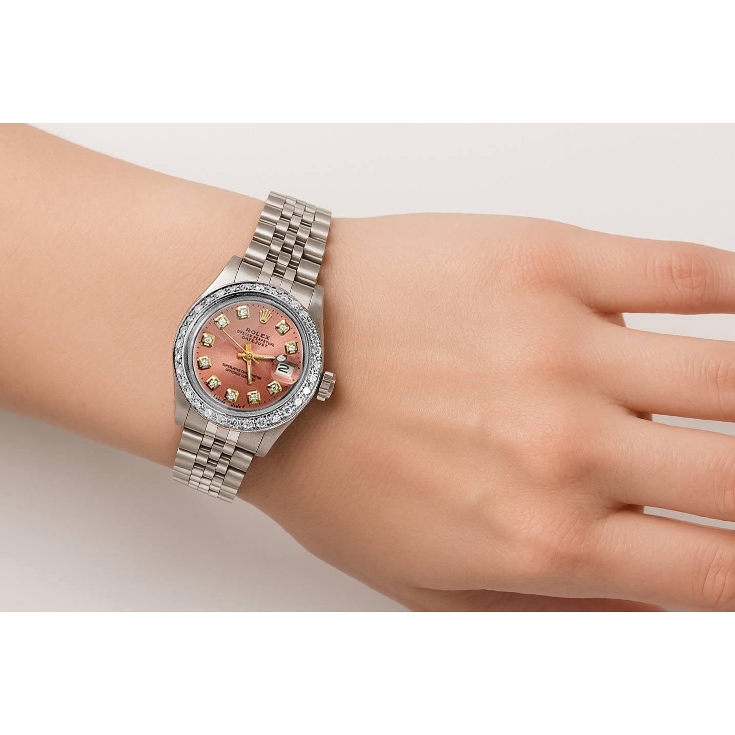 Rolex Natural Earth Mined Diamond Dial Bezel Jubilee Ss Bracelet Datejust Women Watch P1