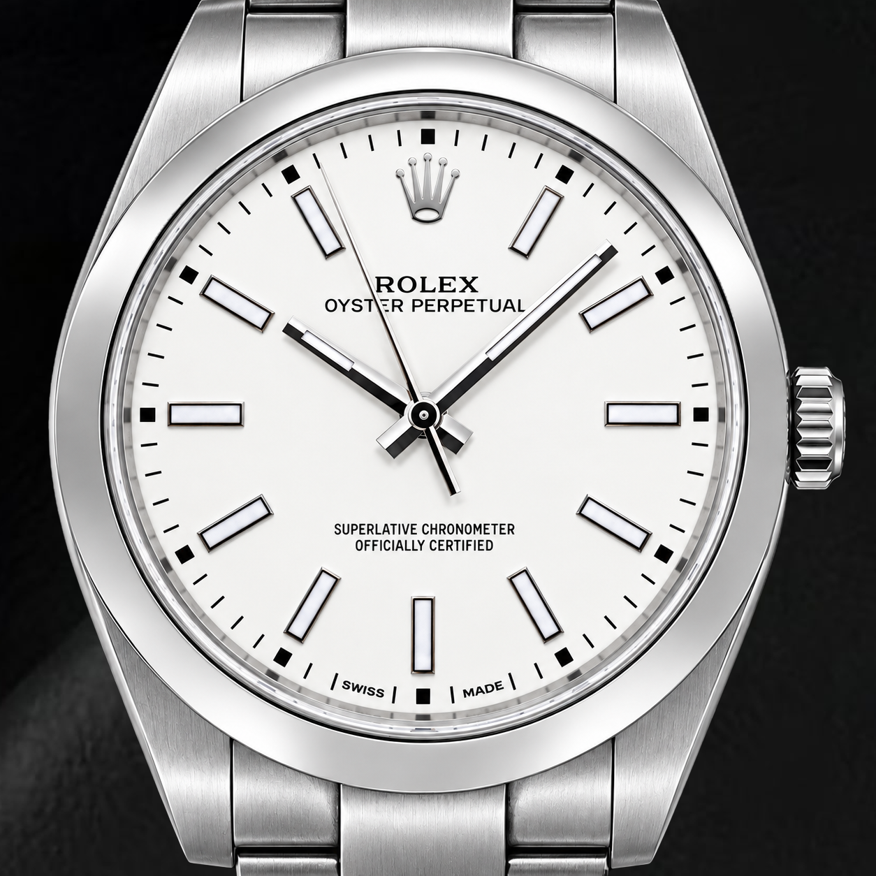 Rolex Oyster Perpetual 114300 39mm White Luminous Stick Dial Stainless Steel Watch