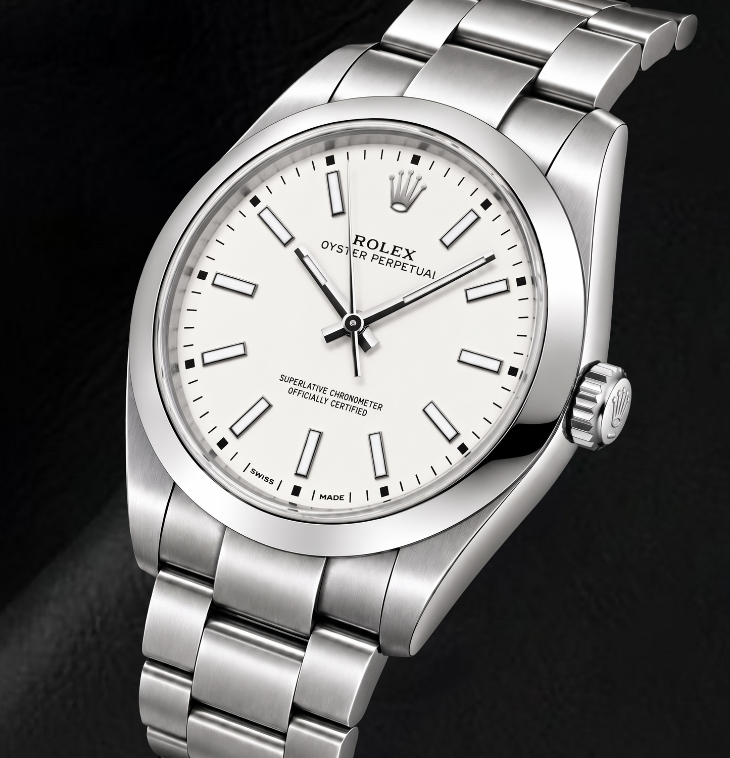 Rolex Oyster Perpetual 114300 39mm White Luminous Stick Dial Stainless Steel Watch