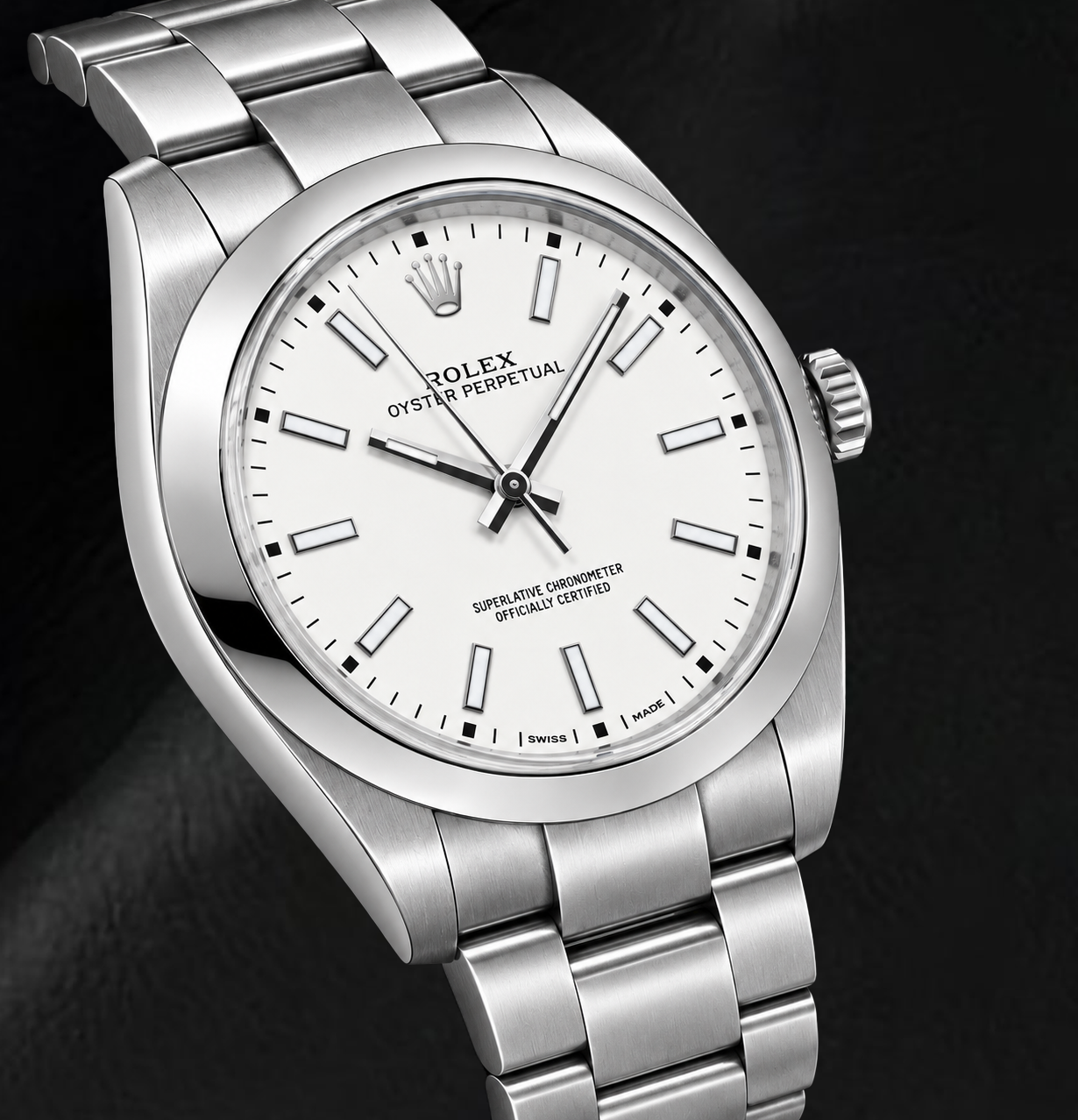 Rolex Oyster Perpetual 114300 39mm White Luminous Stick Dial Stainless Steel Watch