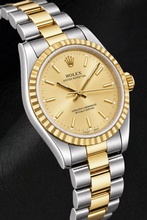 Rolex Oyster Perpetual 14233 34mm Champagne Stick Dial Two Tone Watch