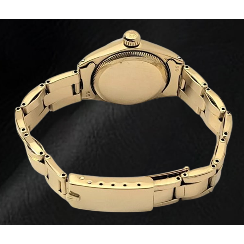 Rolex Oyster Perpetual 24 mm Champagne Stick Dial Watch Yellow Gold Oyster Bracelet