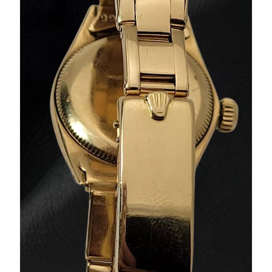 Rolex Oyster Perpetual 24 mm Champagne Stick Dial Watch Yellow Gold Oyster Bracelet