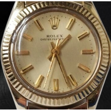 Rolex Oyster Prepetual 24 mm Champagne Stick Dial Yellow Gold Watch