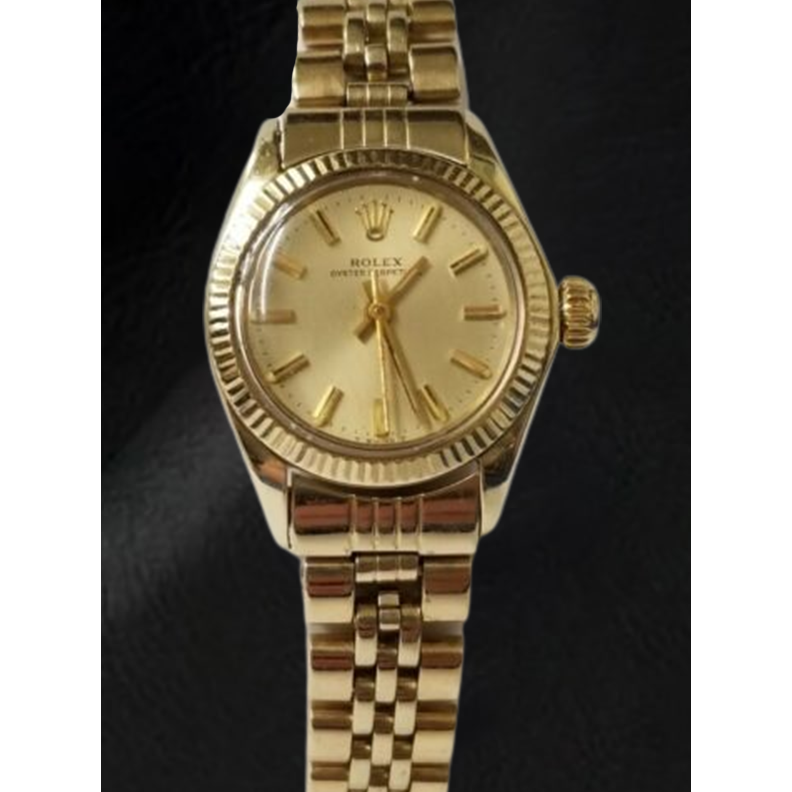 Rolex Oyster Prepetual 24 mm Champagne Stick Dial Yellow Gold Watch