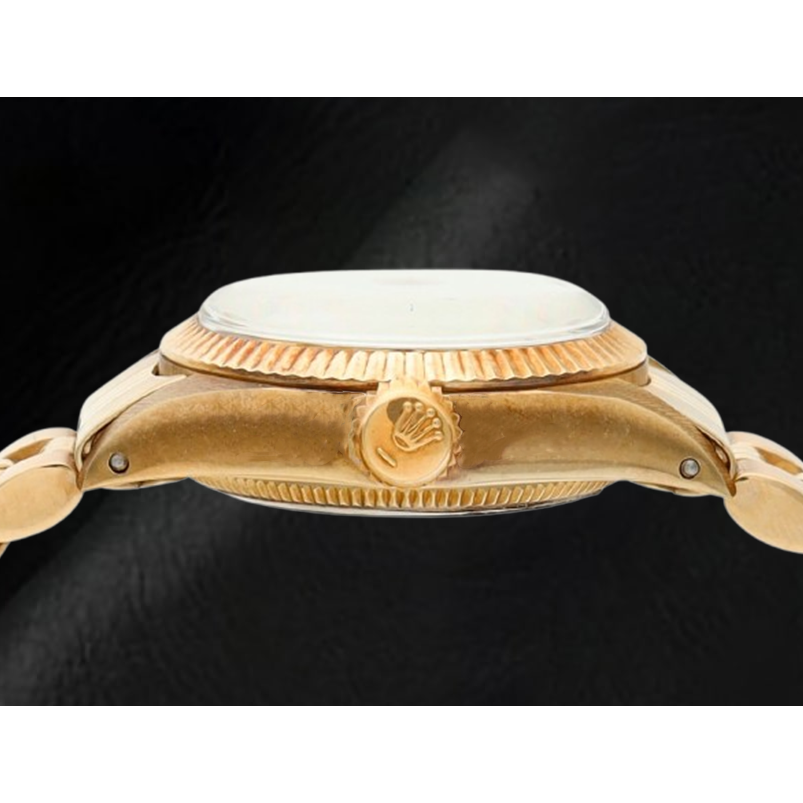 Rolex Oyster Perpetual 24 mm Champagne Stick Dial Yellow Gold Watch