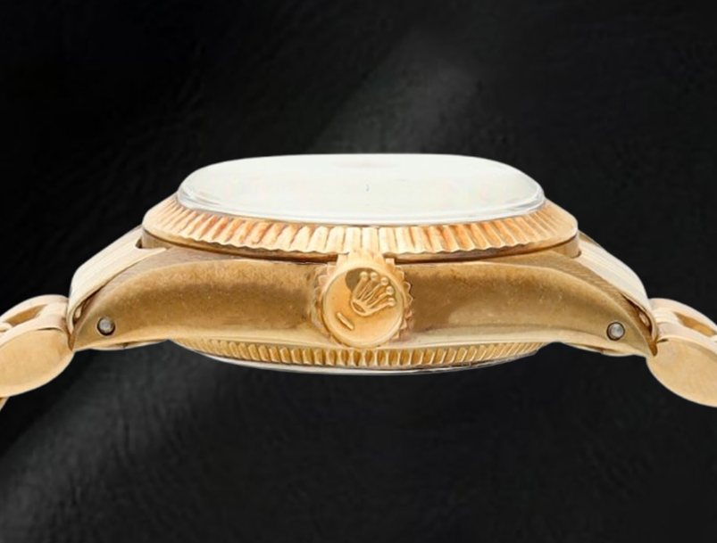 Rolex Oyster Perpetual 24 mm Champagne Stick Dial Yellow Gold Watch