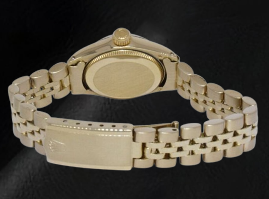 Rolex Oyster Perpetual 24 mm Silver Stick Dial Yellow Gold Watch
