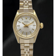 Rolex Oyster Perpetual 24 mm Silver Stick Dial Yellow Gold Watch