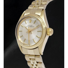 Rolex Oyster Perpetual 24 mm Silver Stick Dial Yellow Gold Watch
