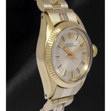 Rolex Oyster Perpetual 24 mm Silver Stick Dial Yellow Gold Watch