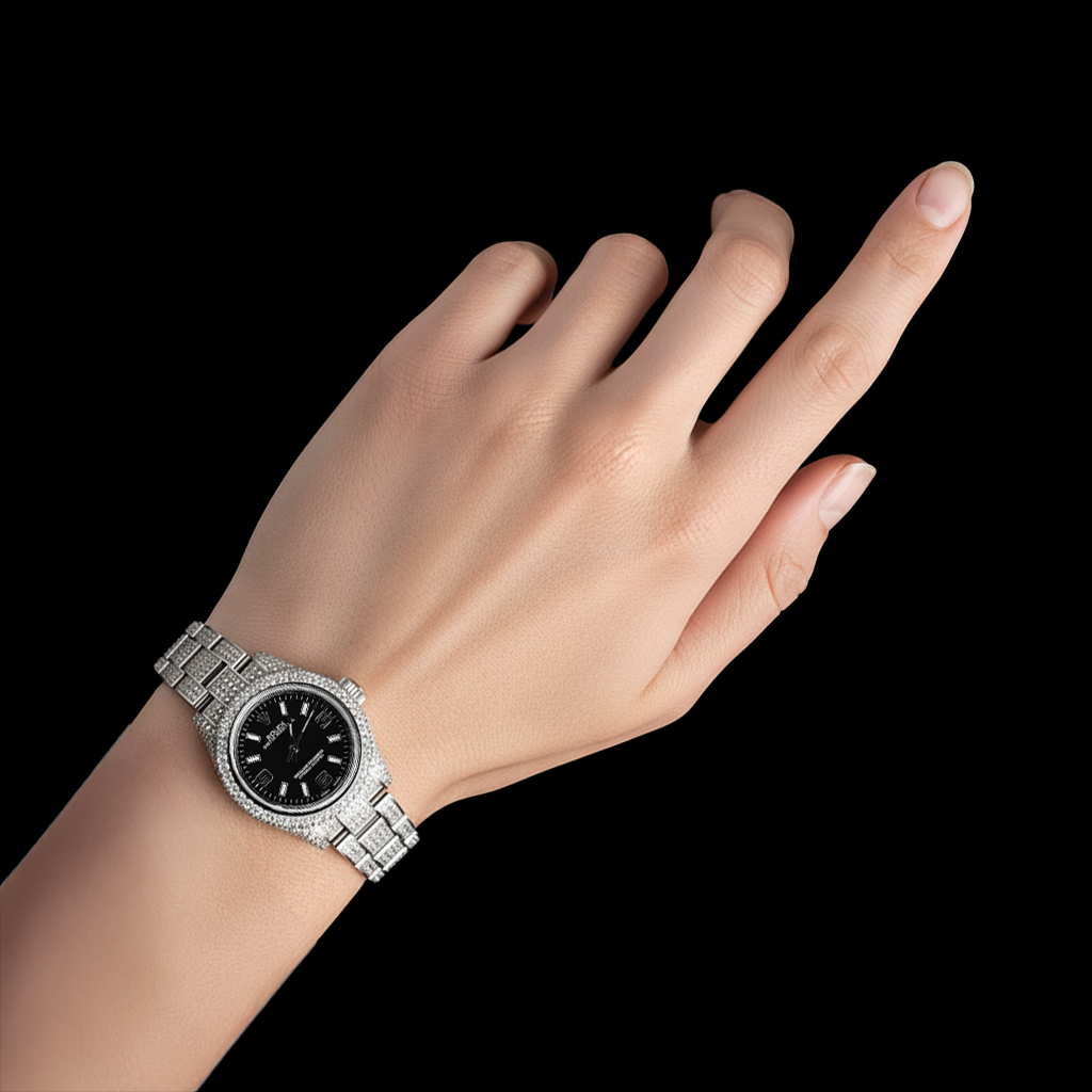 Rolex Oyster Perpetual 26mm 10ct Iced Genuine Natural Earth Mined Diamonds Ladies Watch P2