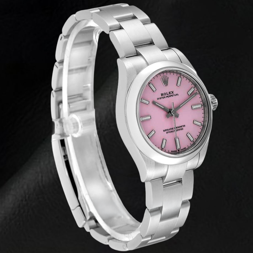 Rolex Oyster Perpetual 31mm Candy Pink Luminous Dial Stainless Steel Men's Watch