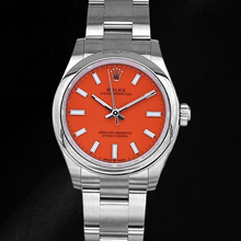 Rolex Oyster Perpetual 31mm Coral Red Luminous Dial Steel Men's Watch