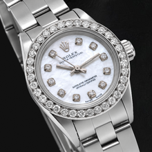 Rolex Oyster Perpetual 67193 26mm White Mother of Pearl Diamond Dial Stainless Steel Watch