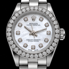 Rolex Oyster Perpetual 67193 26mm White Mother of Pearl Diamond Dial Stainless Steel Watch