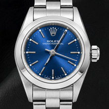 Rolex Oyster Perpetual 76080 26mm Blue Stick Dial Stainless Steel Watch