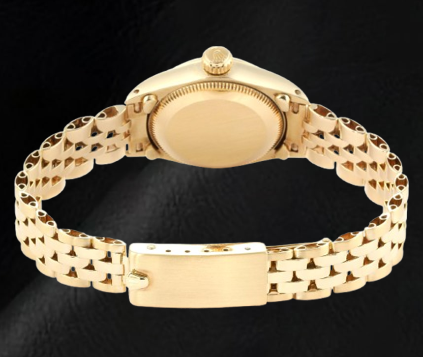 Rolex Oyster Prepetual Silver Stick Dial 24 mm Yellow Gold Ladies Watch