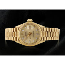 Rolex President Diamond Dial Fluted Bezel Yellow Gold Lady Watch1