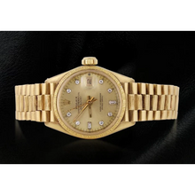 Rolex President Natural Earth Mined Diamond Dial Fluted Bezel Yellow Gold Lady Watch